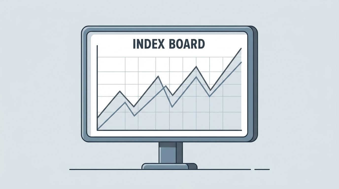 Grafik indeks harga saham gabungan pada papan informasi