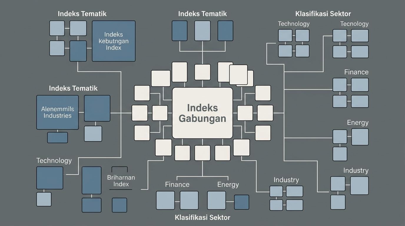Diagram pengelompokan indeks dan sektor di pasar modal