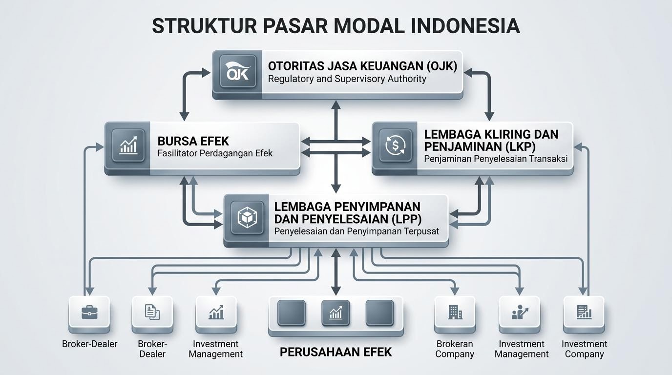 Diagram struktur lembaga di pasar modal Indonesia